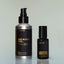 A bottle of Norse Winter Beard Oil and Bold Fortune Eau de Parfum against a grey background.