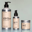 A bottle of Temple Smoke Utility Beard Softener, Beard Oil and Utility Beard Balm against a grey background.
